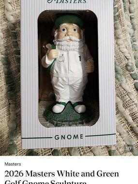 Masters White and Green Golf Gnome Statue